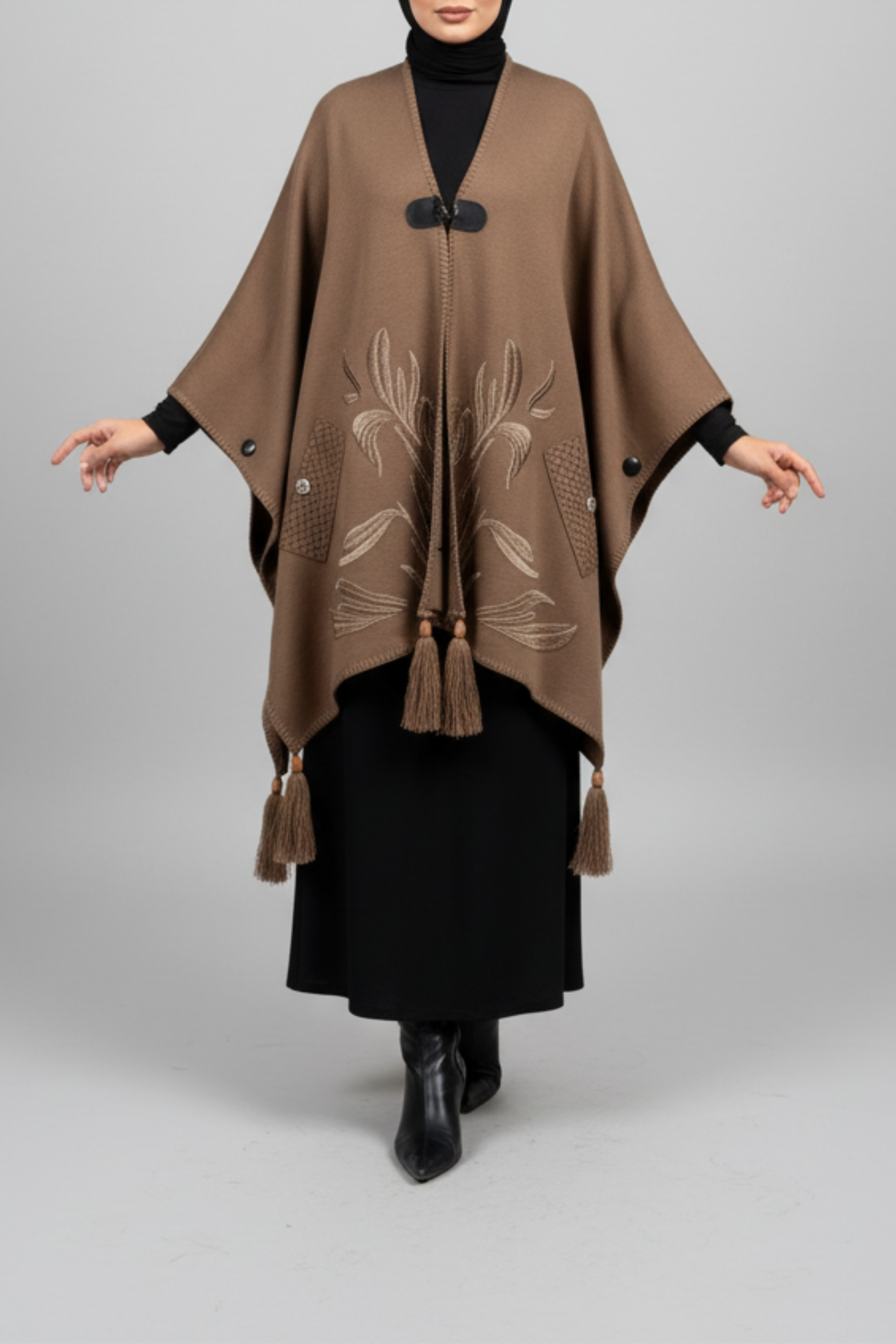 Embroidered Knit Cape