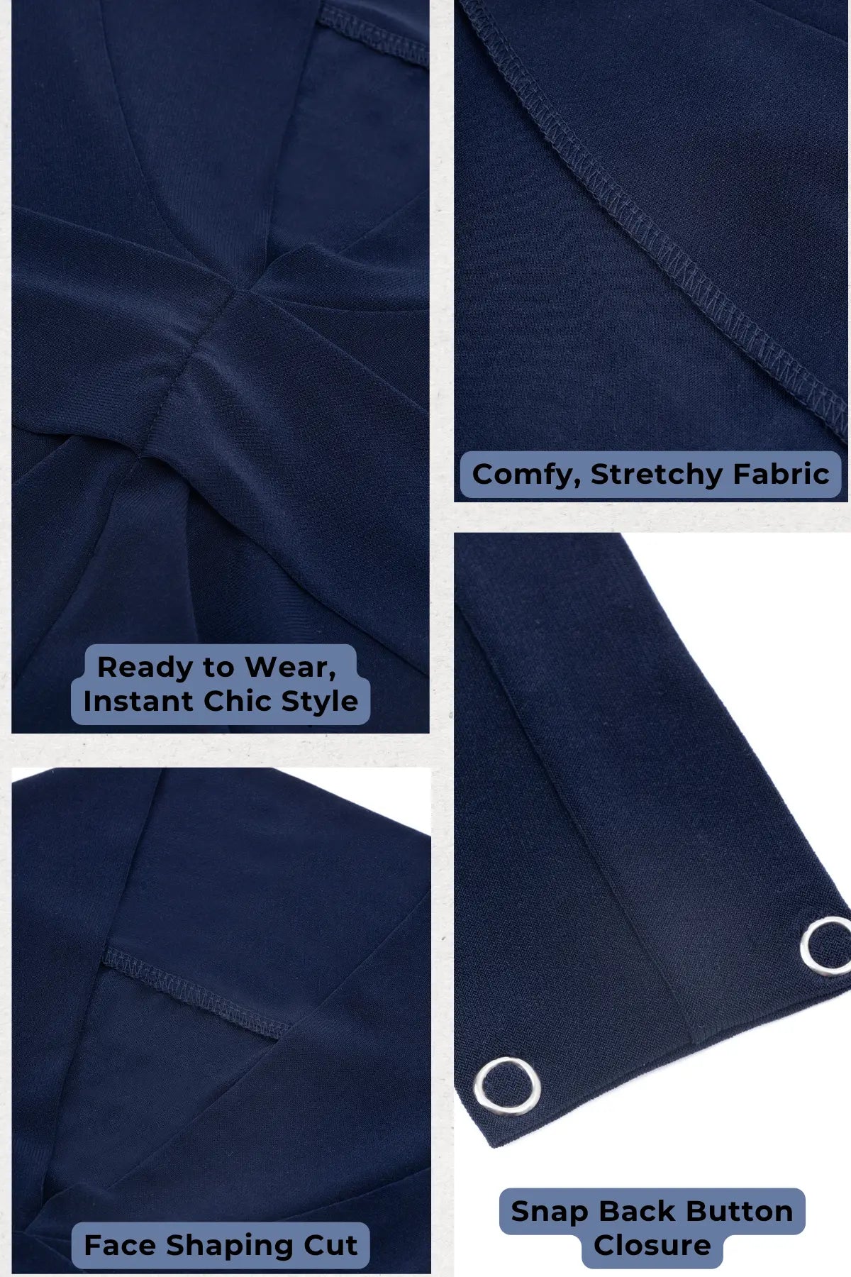 Instant Sandy Hijab With Snap Back Button