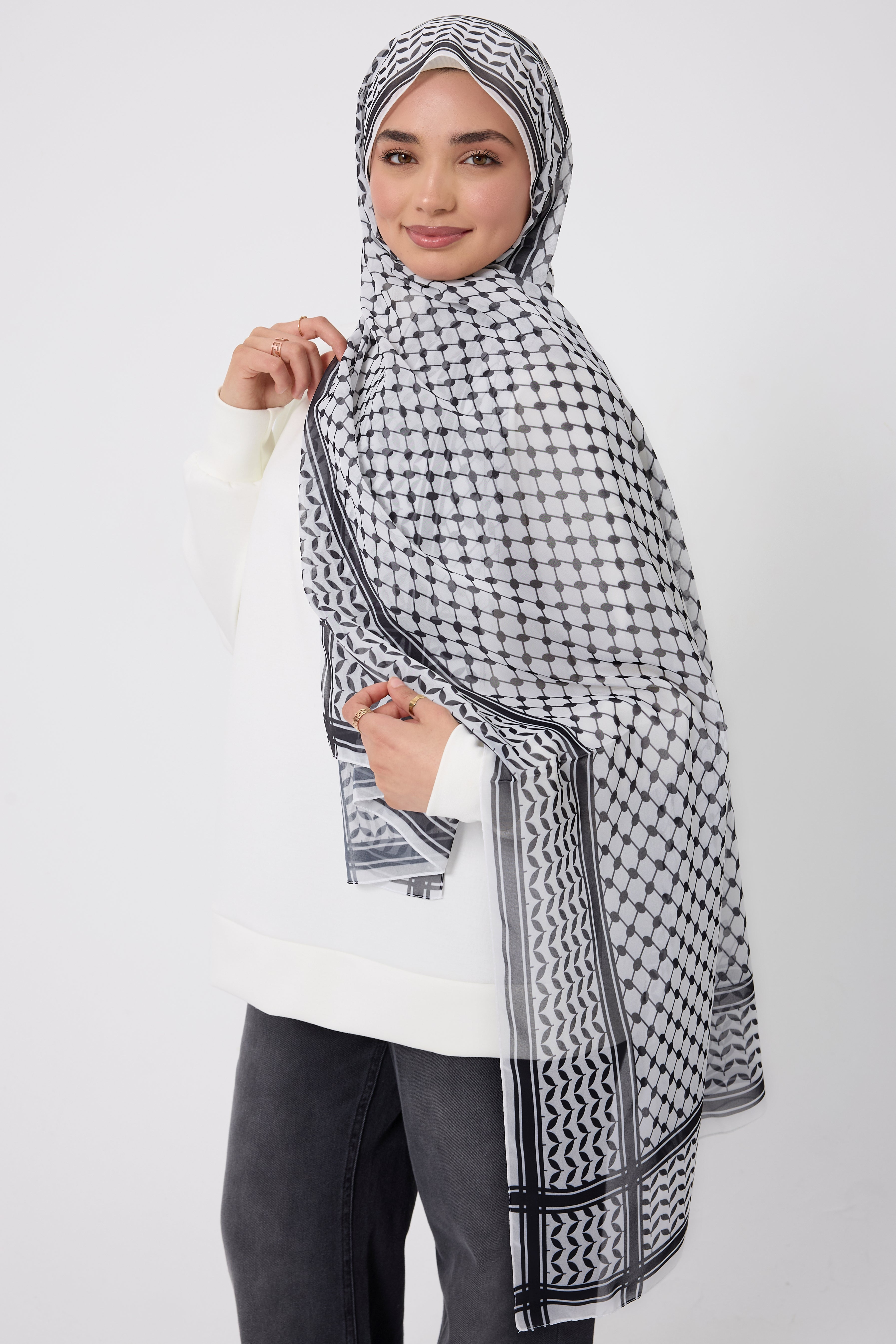 Kuffiyeh Printed Chiffon Hijab