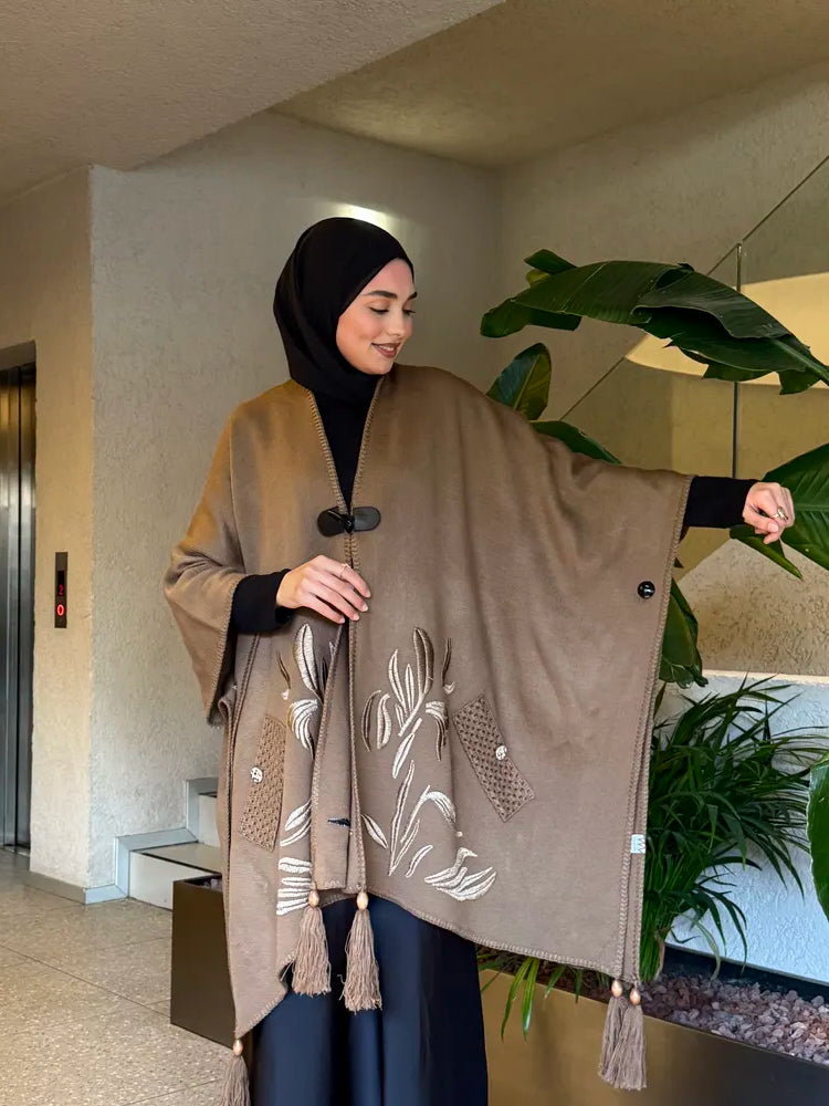 Embroidered Knit Cape