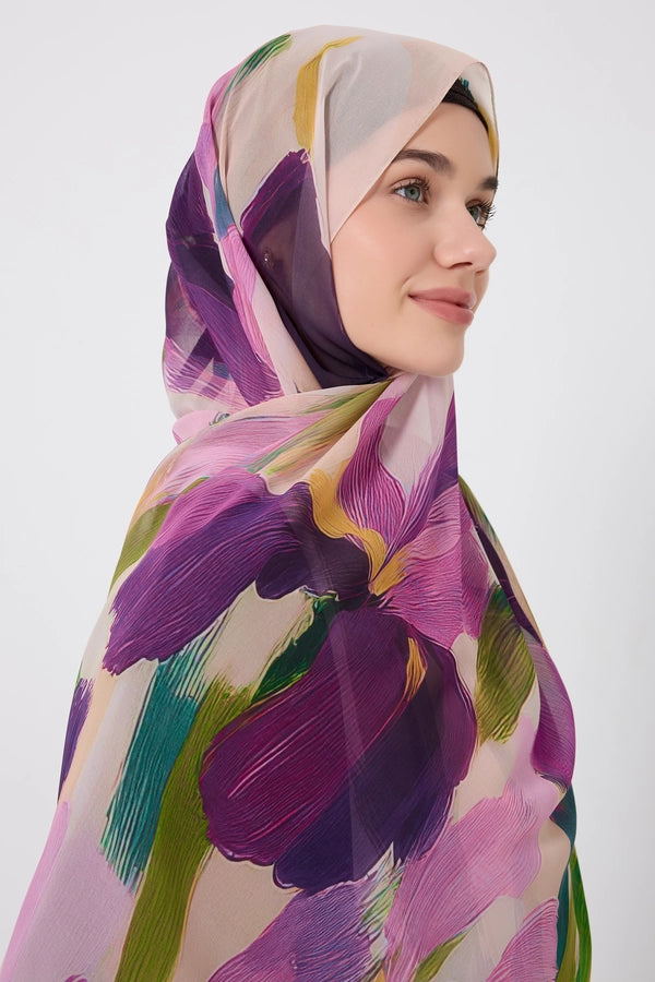 Printed Chiffon Hijab - Summer Iris